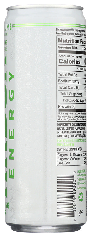 Ardor Organic: Mexican Lime Sparkling Water, 12 Fo