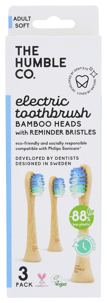 The Humble Co: Electric Toothbrush Bamboo Heads With Reminder Bristles, 3 Pc