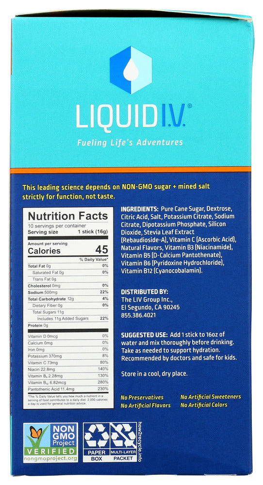 Liquid I.V.: Tropical Punch Hydration Multiplier 10 Count Box, 5.65 Oz