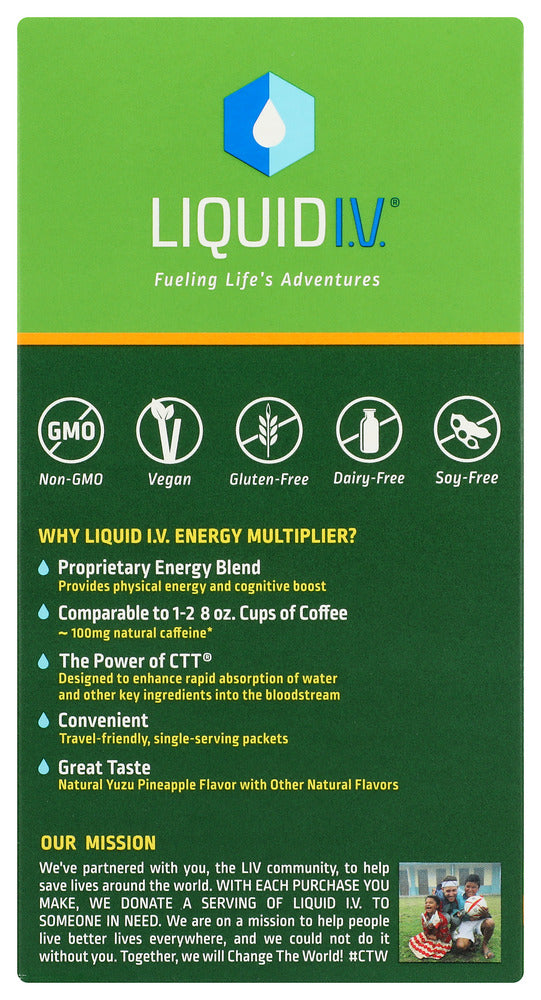 Liquid Iv: Energy Multiplier Yuzu Pineapple 10 Stick Packs, 5.64 Oz