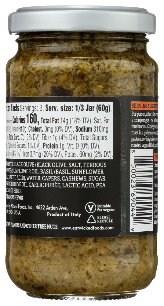 Wicked: Sauce Pesto Black Olive, 6.7 Oz