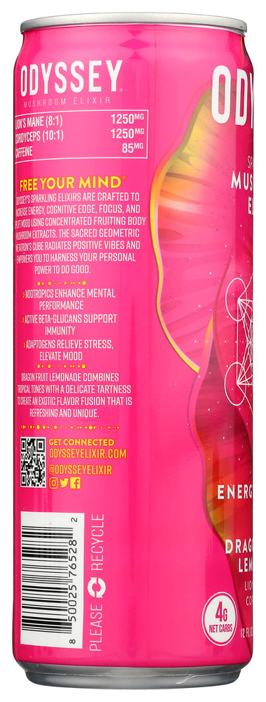 Odyssey Elixir: Energy Plus Focus Dragon Fruit Lemonade, 12 Fo