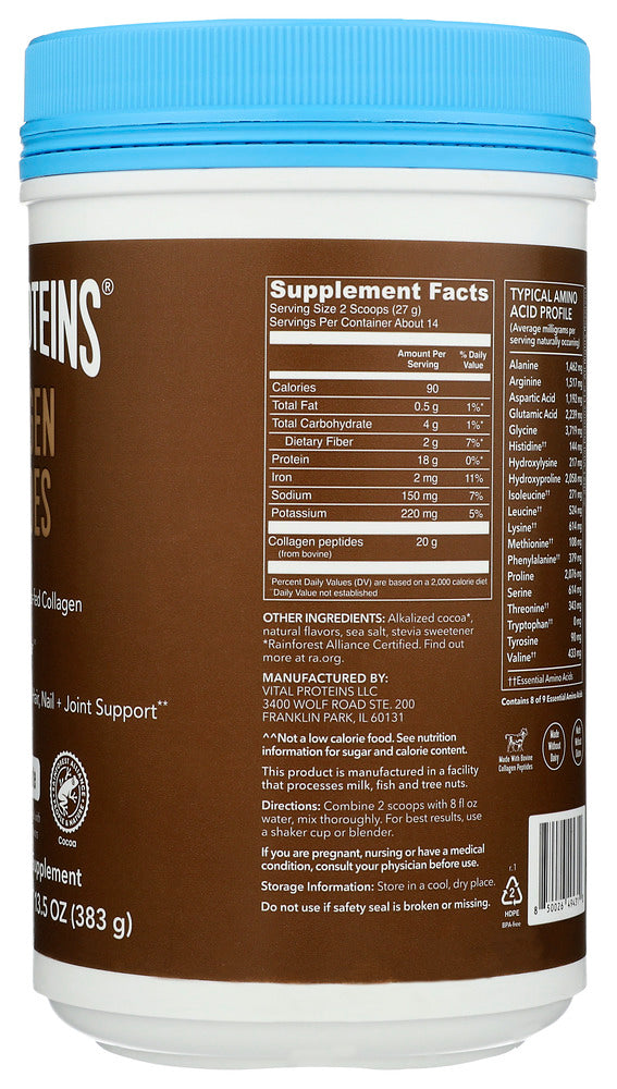 Vital Proteins: Collagen Pwdr Chocolate, 13.5 Oz