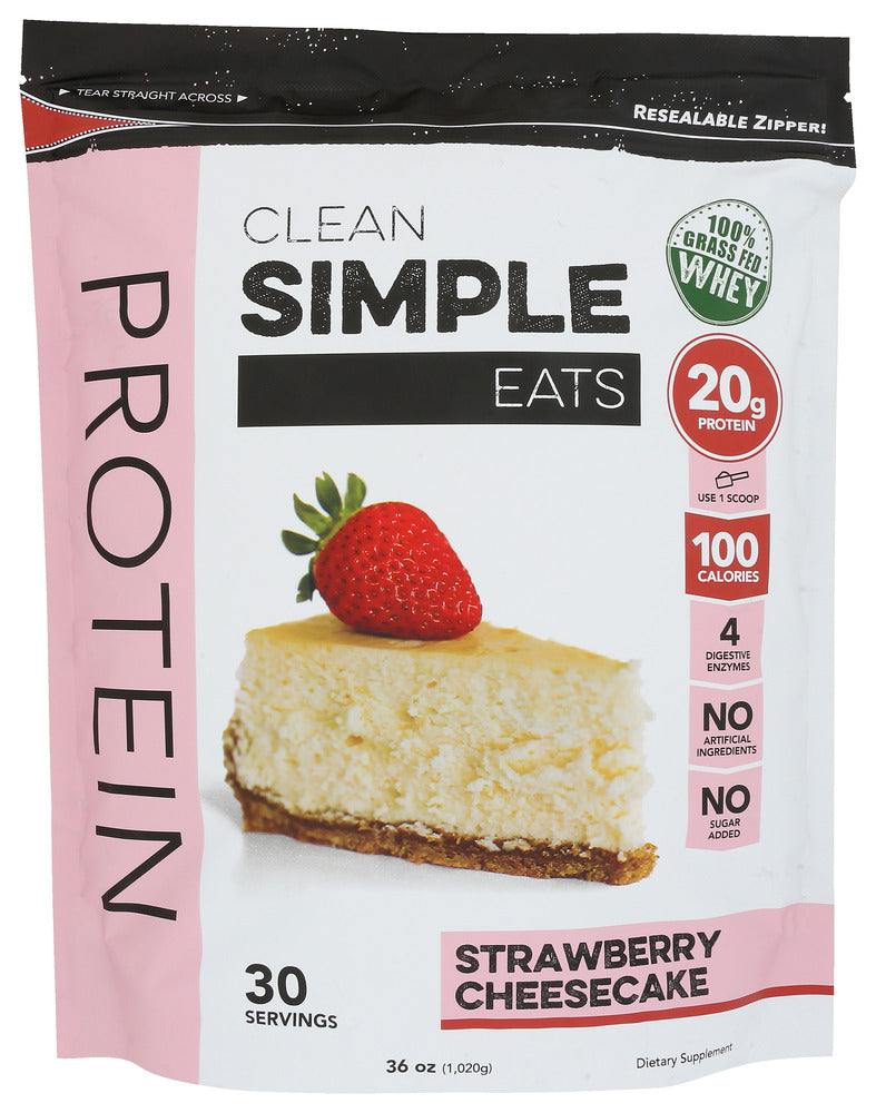 Clean Simple Eats: Protein Pwder Strawberry, 36 Oz