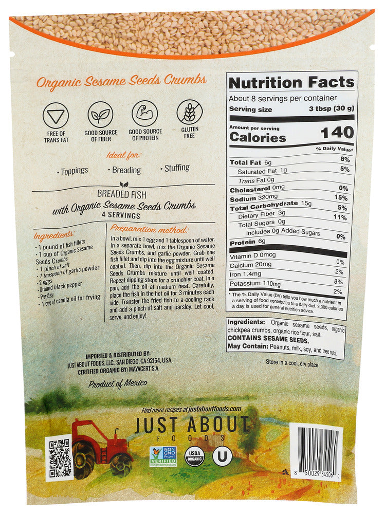 Just About Foods: Organic Sesame Seed Crumbs, 8 Oz