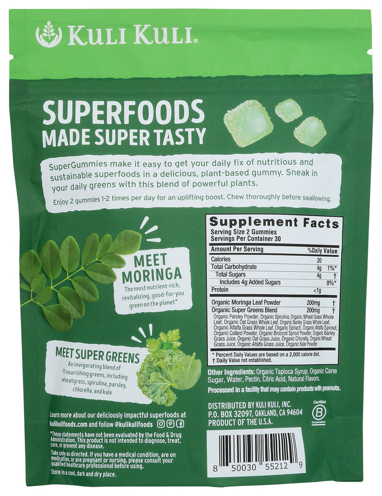 Kuli Kuli Mo: Moringa And Leafy Green Super Gummies Green Apple Flavor, 60 Pc