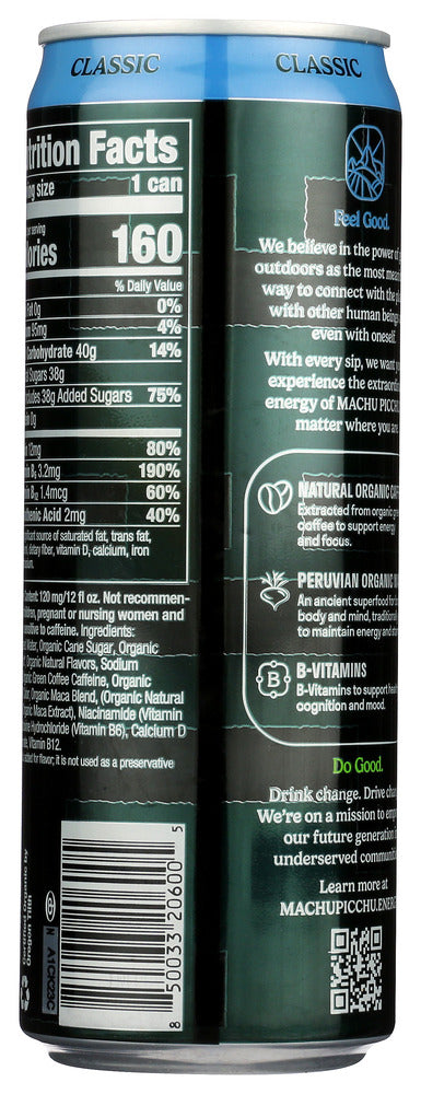 Machu Picchu: Classic Organic Energy Drink, 12 Fo