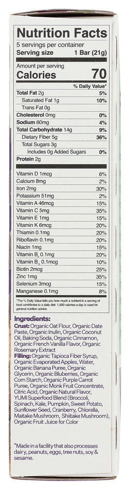 Yumi: Blueberry And Purple Carrot Organic Bar, 3.7 Oz