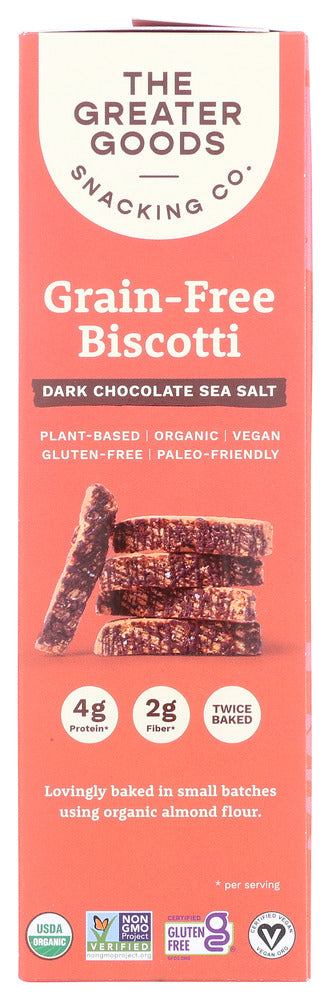 The Greater Goods Snackin: Biscotti Dark Choc Sea Salt, 4 Oz