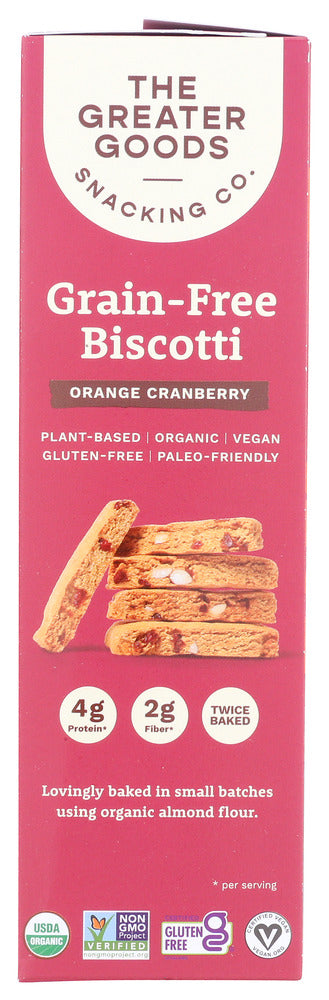 The Greater Goods Snackin: Biscotti Orange Cranberry Grain Free, 4 Oz