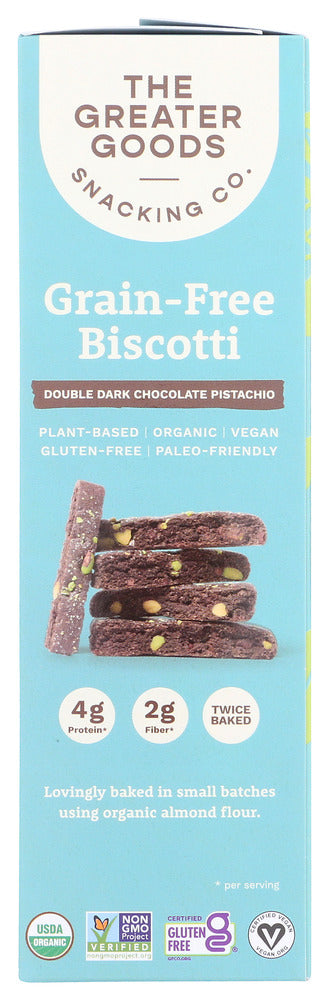 The Greater Goods Snackin: Biscotti Dark Chocolate Pistachio, 4 Oz