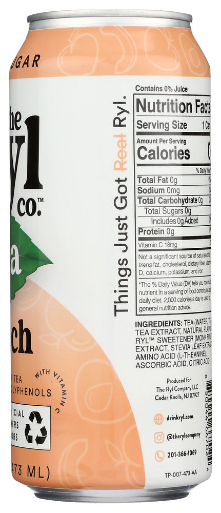 The Ryl Co: Tea Black Peach Rtd, 16 Fo