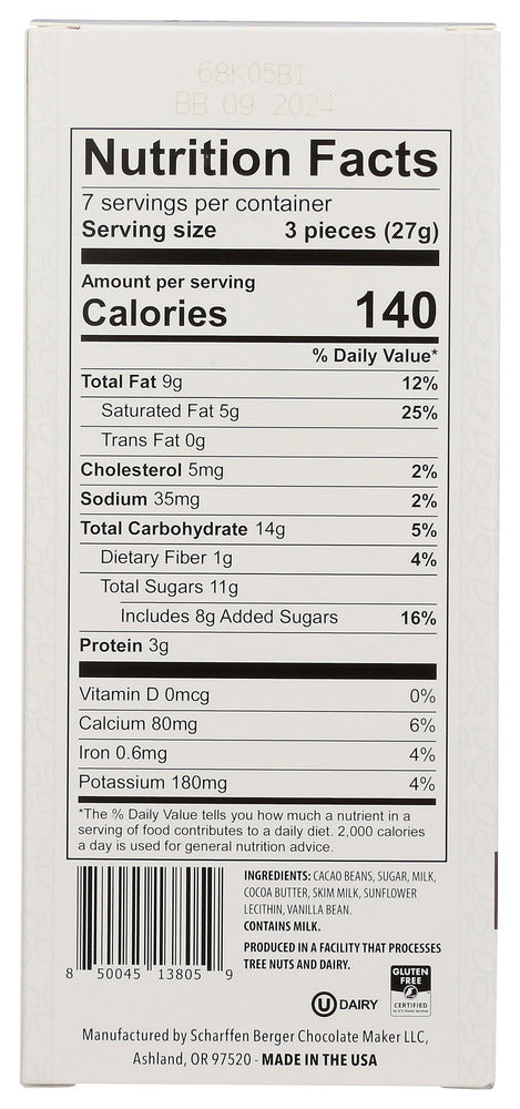 Scharffen Berger: 41 Percent Milk Chocolate Flats, 6.3 Oz