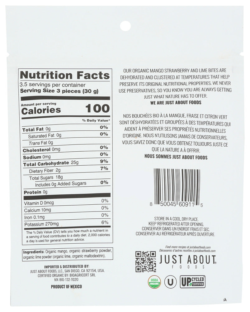 Just About Foods: Organic Mango Strawberry And Lime Bites, 3.5 Oz