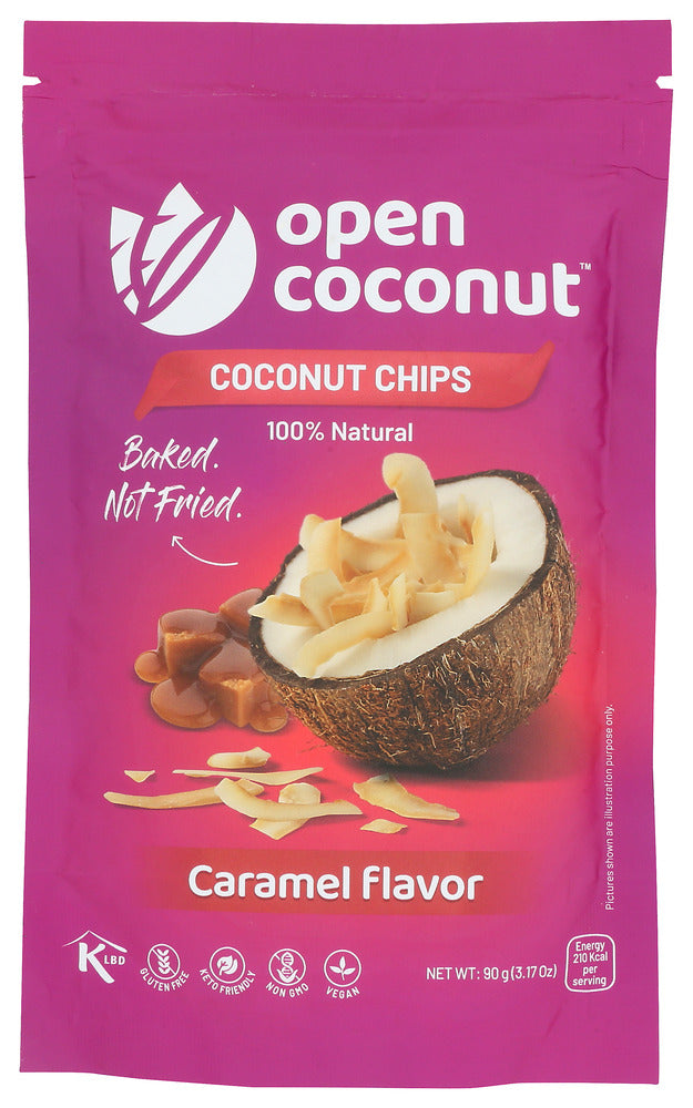 Open Coconut: Coconut Chips Caramel Flavor, 90 Gm