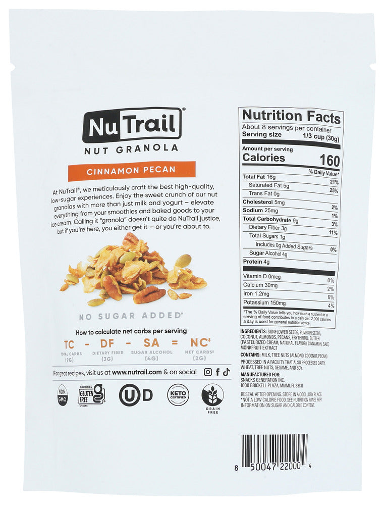 Nutrail: Granola Keto Cnnmn Pecan, 8 Oz