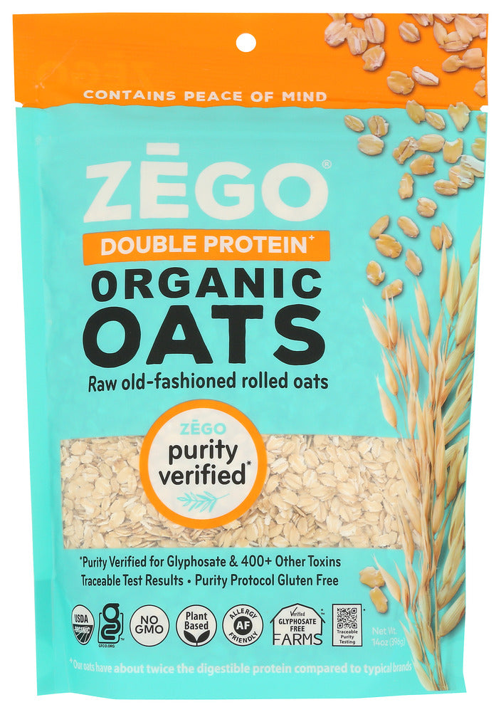 Zego: Organic Raw Gluten Free Double Protein Oats, 14 Oz