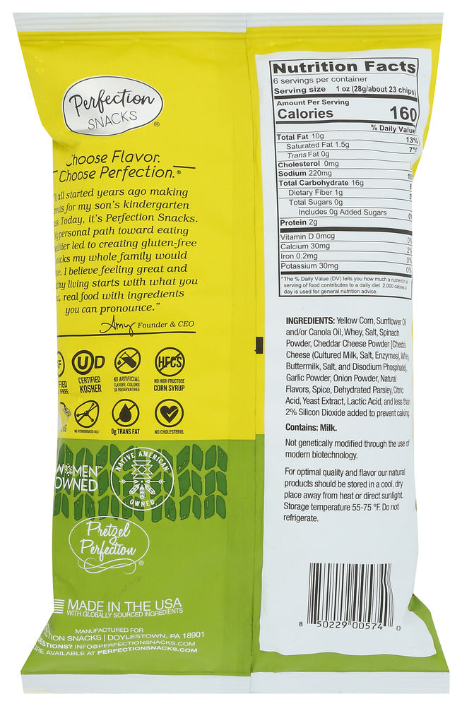 Perfection Snacks: Spicy Guacamole Corn Chips Gluten Free, 6 Oz