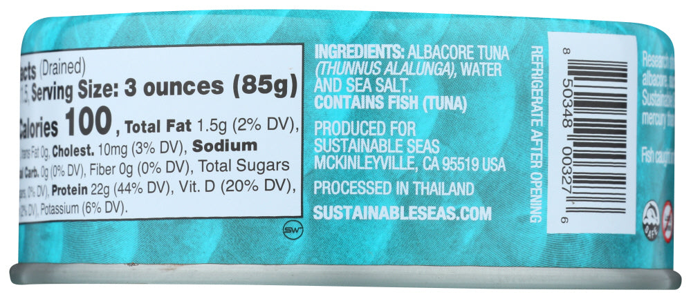 Sustainable Seas: Tuna Albacore Chunk Water, 5 Oz