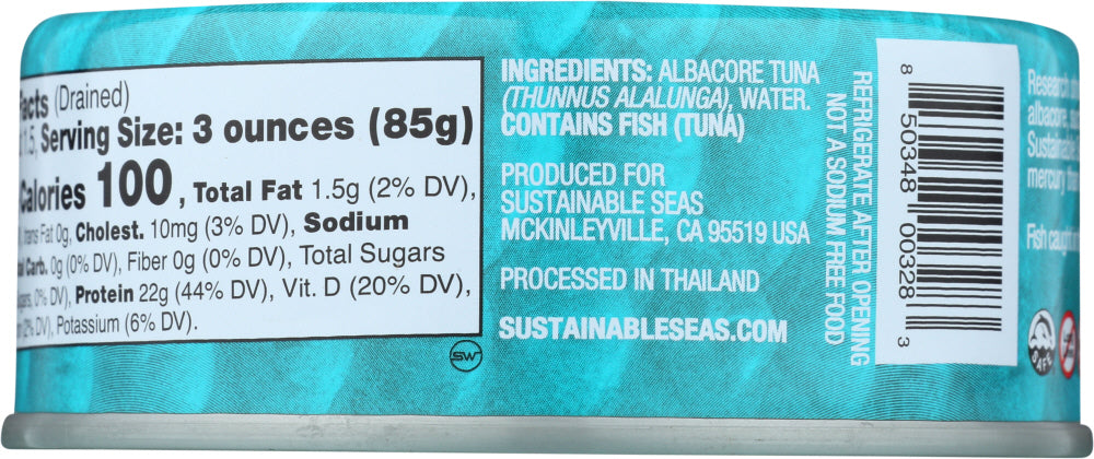 Sustainable Seas: Tuna Albcre Watr No Salt, 5 Oz