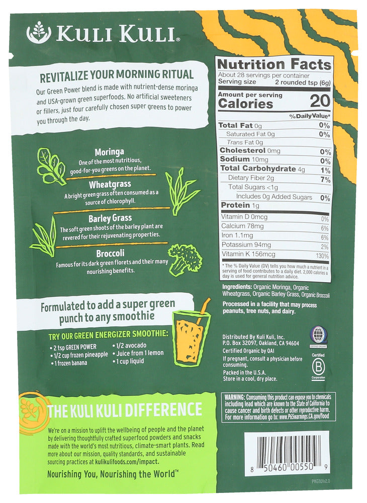 Kuli Kuli Mo: Green Power Superfood Blend, 6 Oz