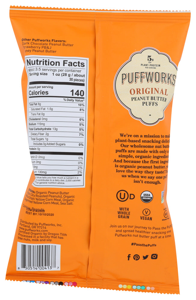 Puffworks: Organic Peanut Butter Puffs Original, 3.5 Oz