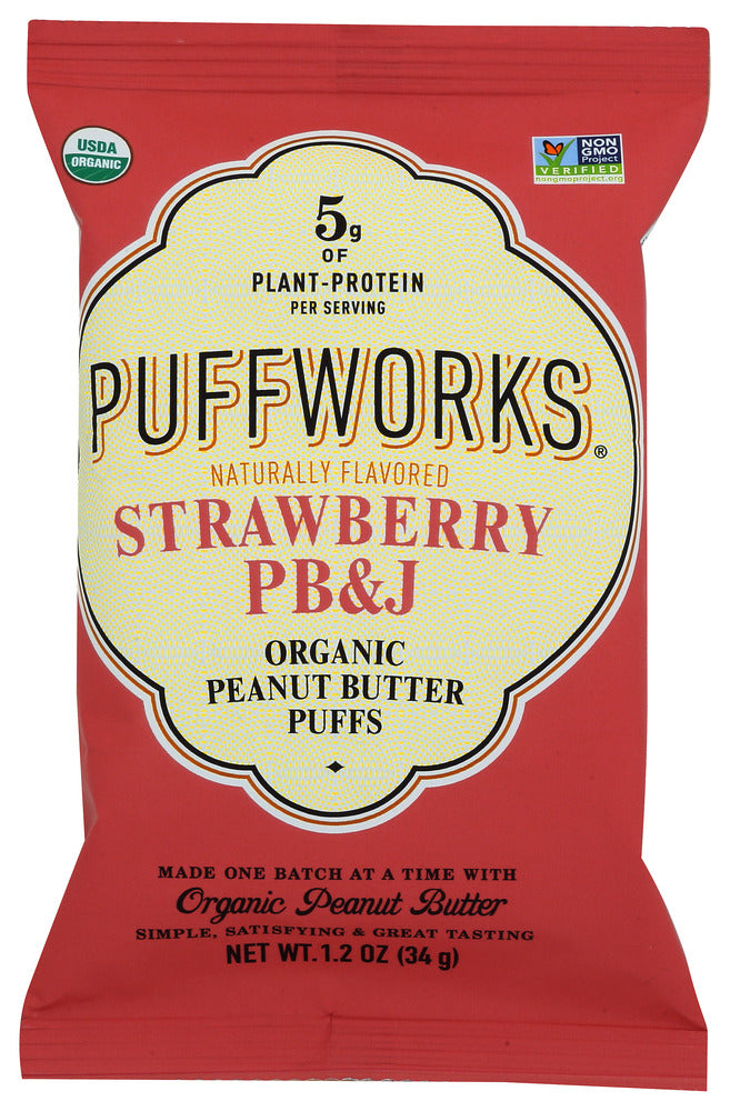 Puffworks: Organic Strawberry Pb And J Peanut Butter Puffs, 1.2 Oz