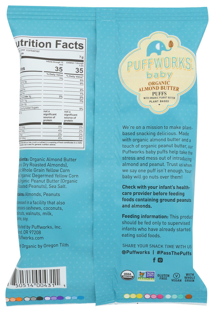 Puffworks: Baby Organic Almond Butter Puffs, 0.5 Oz