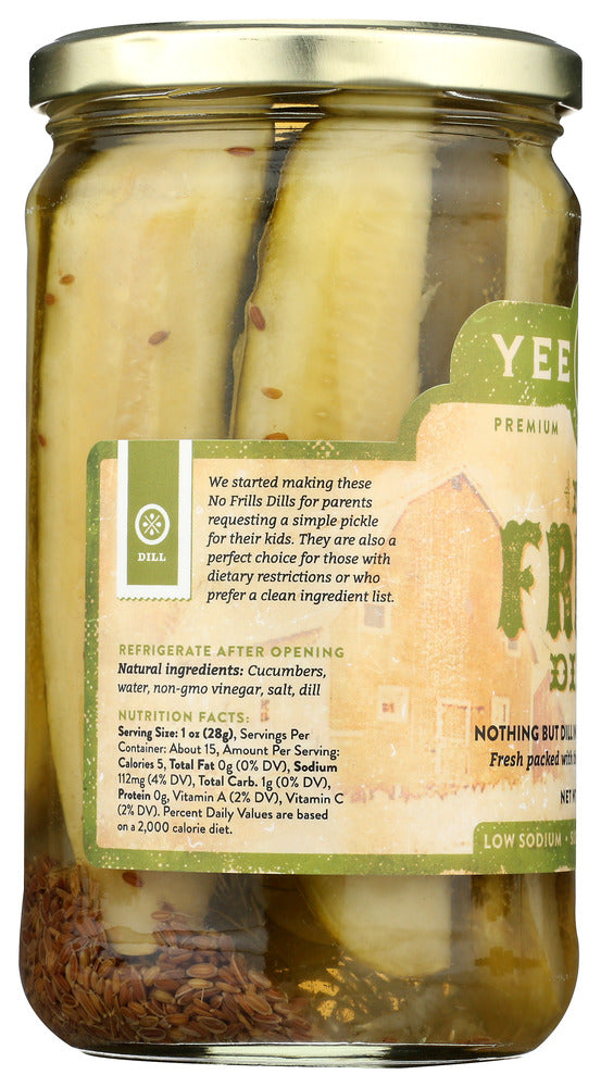 Yee Haw Pickle Company: No Frills Dill, 24 Oz