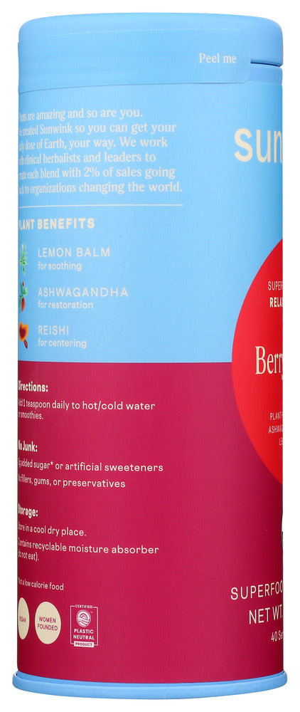 Sunwink: Superfd Pwdr Calm Berry, 4.2 Oz