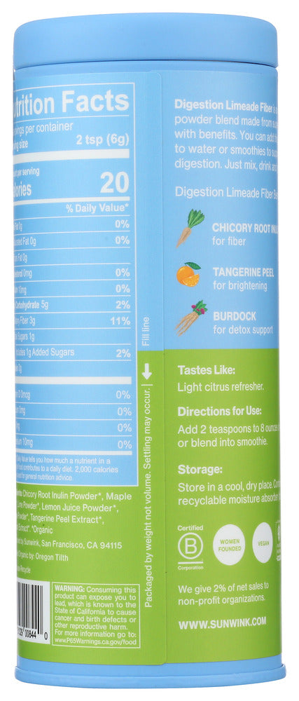 Sunwink: Citrus Lime Prebiotic Superfood Powder, 4.2 Oz