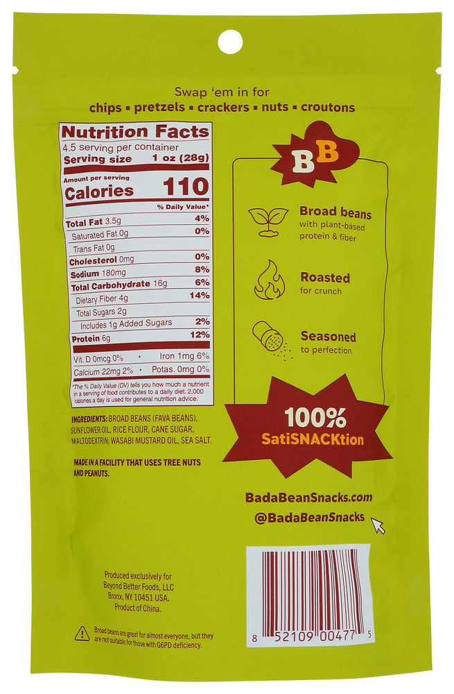 Bada Bean Bada Boom: Spicy Wasabi Crunchy Broad Beans, 4.5 Oz