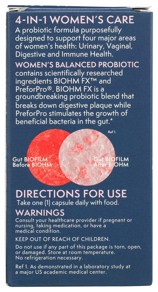 Biohm: Womens Balanced Probiotic Supplement, 30 Vc