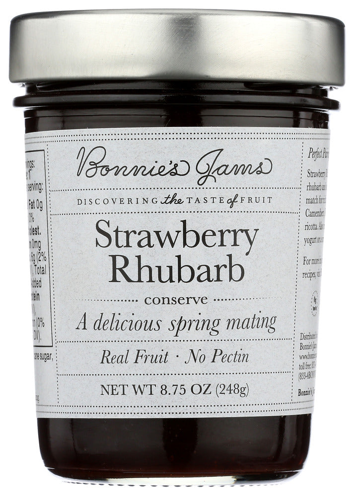 Bonnies Jams: Jam Strawberry Rhubarb, 8.75 Oz