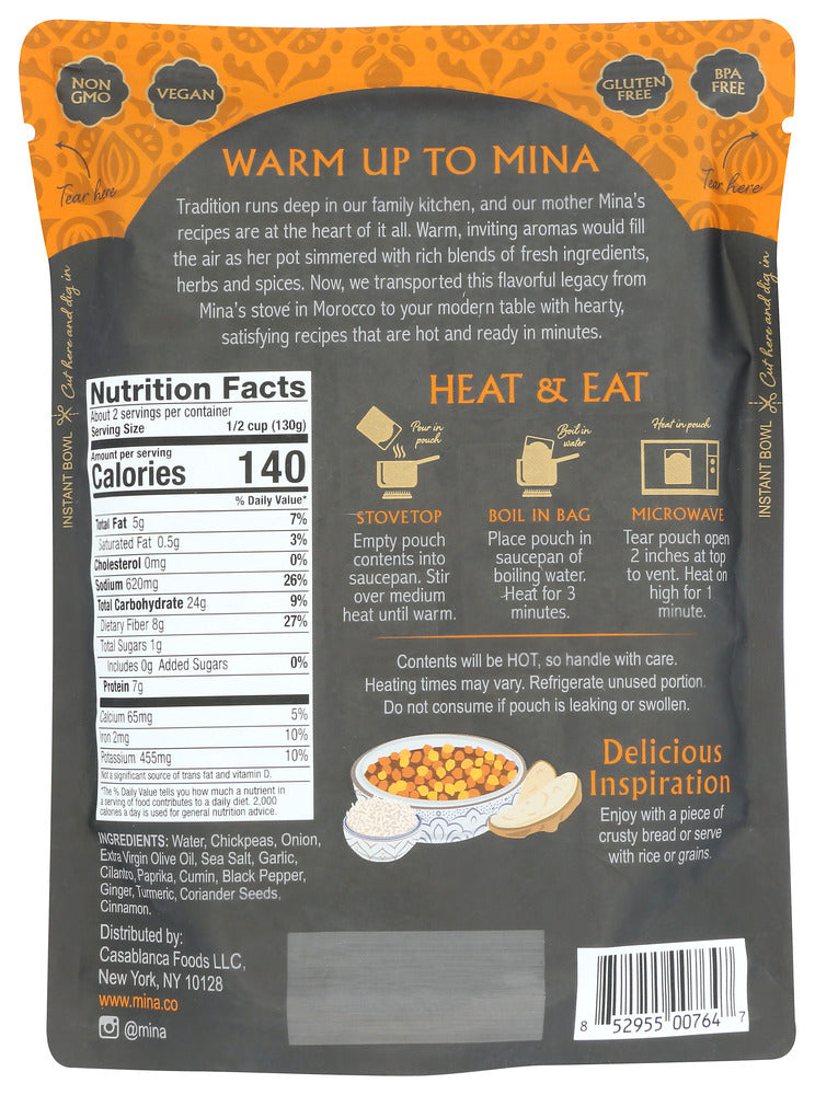 Mina: Stew Chickpea Morrocan, 10 Oz