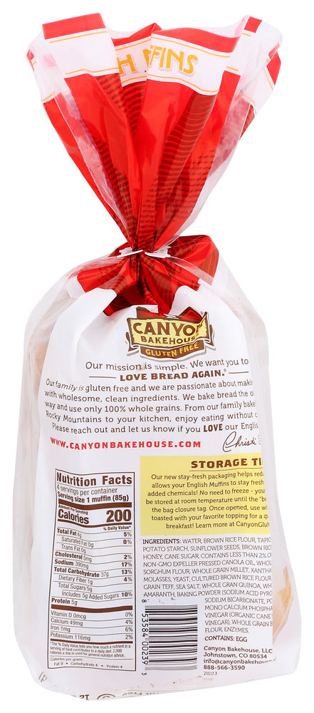 Canyon Bakehouse: Honey Whole Grain English Muffin , 12 Oz