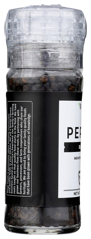 Riega: Black Pepper Adjustable Grinder, 1.9 Oz