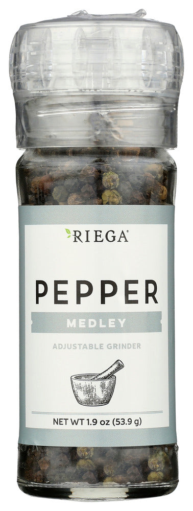 Riega: Pepper Medley Adjustable Grinder, 1.9 Oz