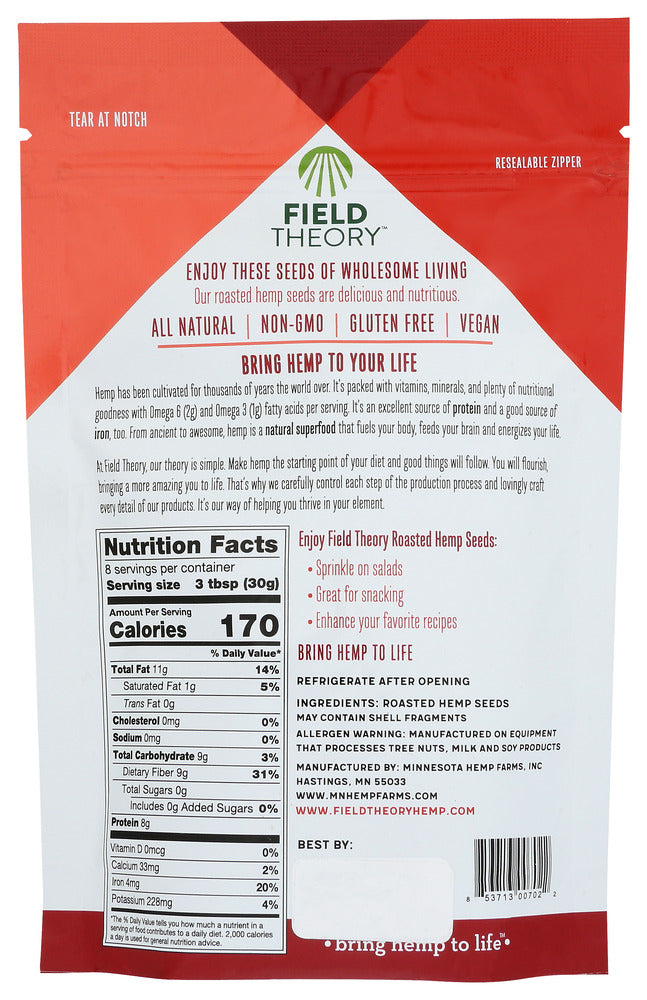 Field Theory: Seeds Roasted Hemp, 8 Oz