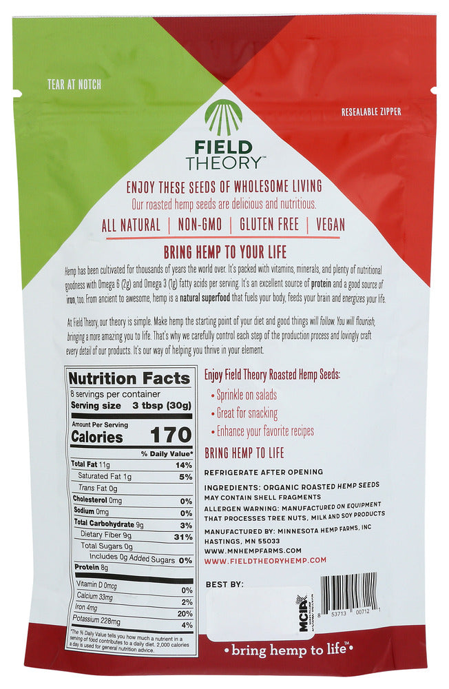 Field Theory: Seeds Roasted Hemp, 8 Oz