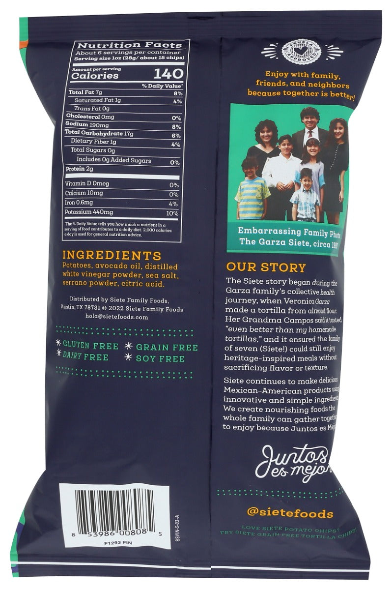 Siete: Chips Sea Salt And Vinegar Potato Chips, 5.5 Oz