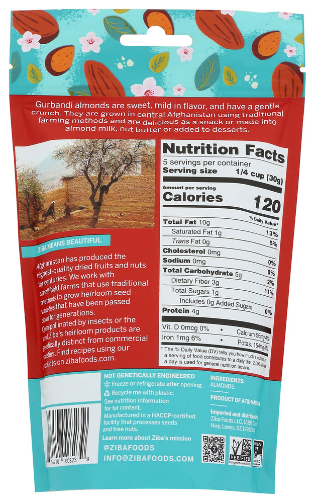 Ziba Foods: Almond Raw Gurbandi, 5.3 Oz