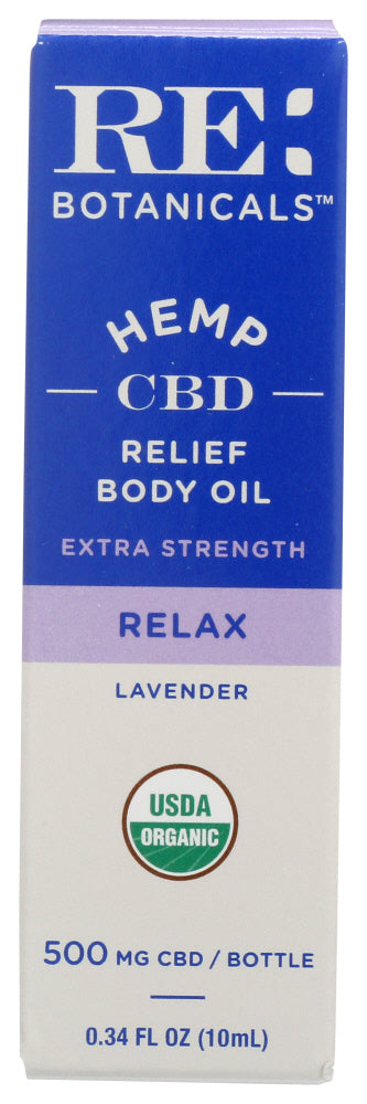 Re Botanicals: Lavender Extra Strength Relief Body Oil, 0.34 Oz