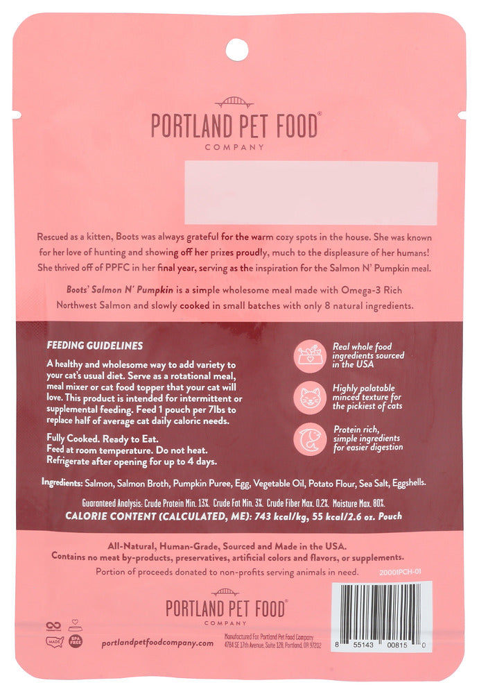 Portland Pet Food Company: Salmon Pumpkin Cat Meal, 2.6 Oz