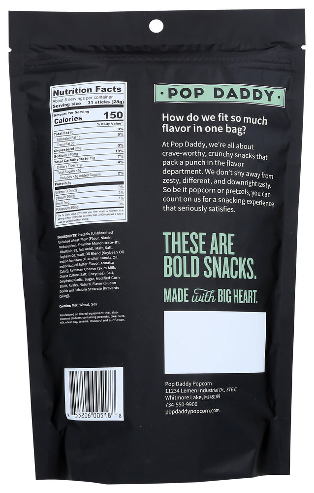 Pop Daddy Popcorn & Pretz: Garlic Parmesan Seasoned Pretzels, 7.5 Oz