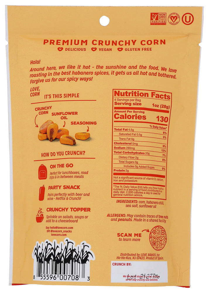 Love Corn: Habanero Chili Crunchy Corn, 4 Oz