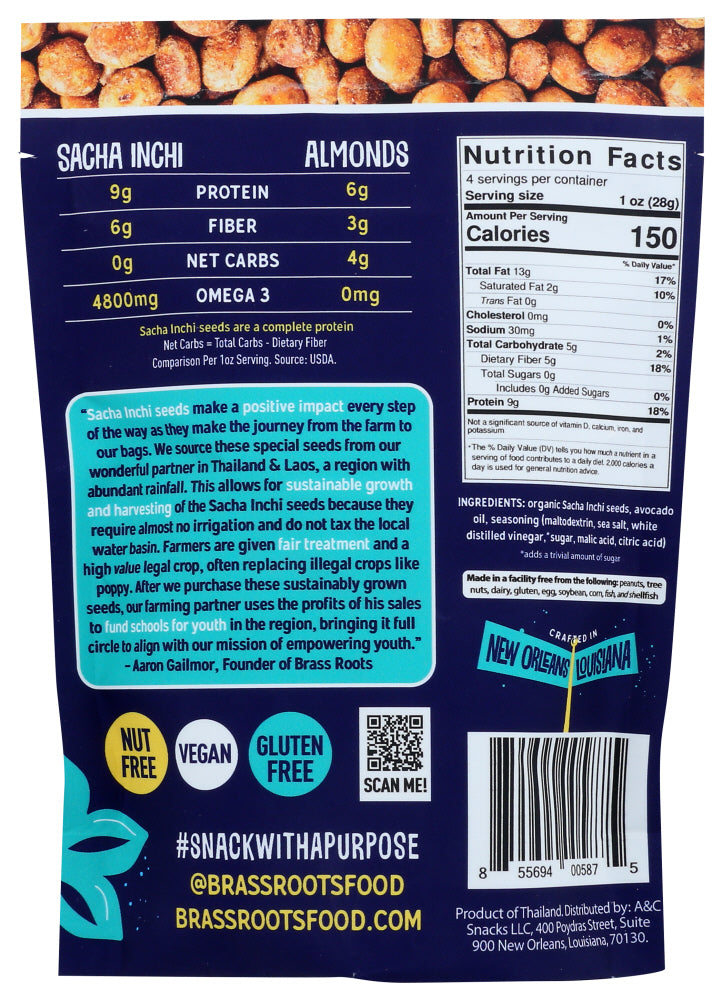 Brass Roots: Sacha Inchi Seeds Sea Salt Vinegar, 4 Oz