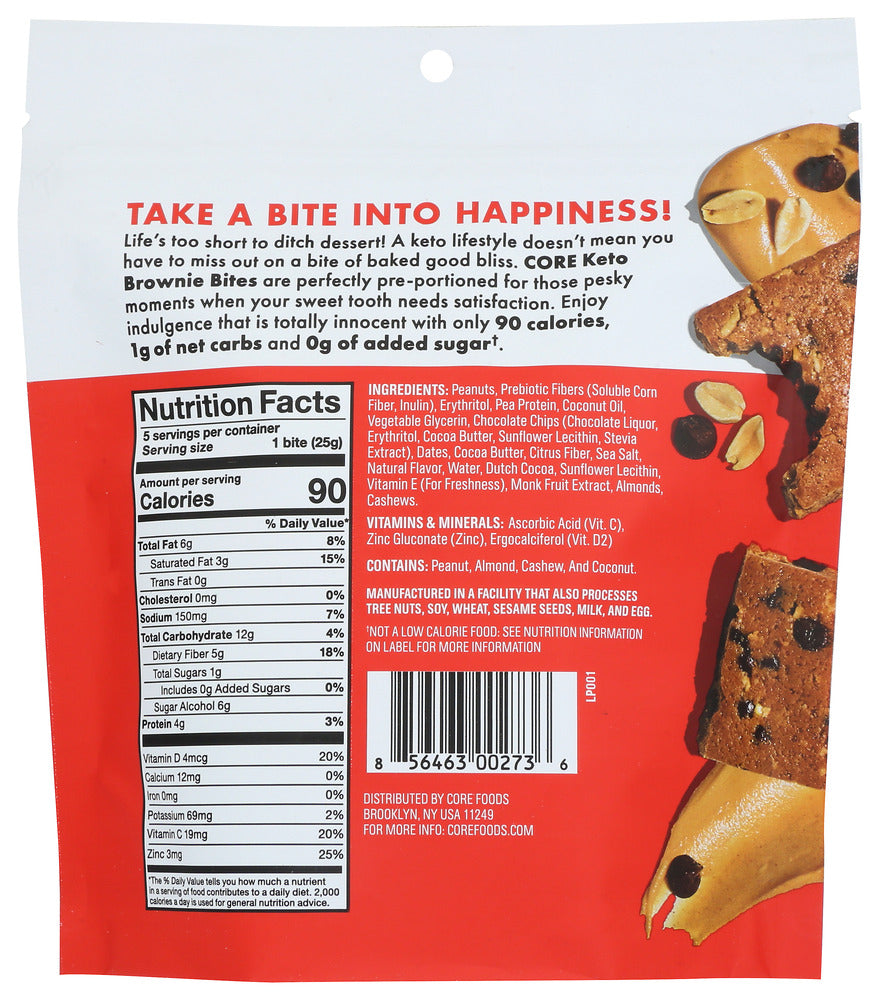 Core Foods: Bites Brwni Pb Chocolate Chip, 4.4 Oz