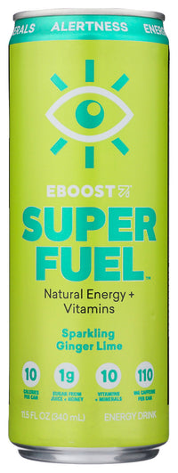 Eboost: Super Fuel Natural Energy Plus Vitamins Ginger Lime, 12 Oz