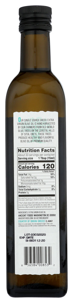 Ancient Foods: Oil Olive Xtra Vrgn Coast, 500 Ml